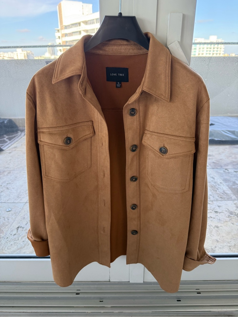 Suede Camel Shirt Jacket